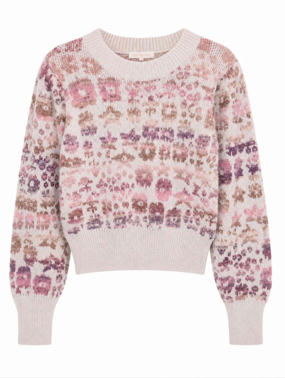 LoveShackFancy Alpaca Wool Pink Kirsten Stardu Winter Fall Crewneck Sweater S XS